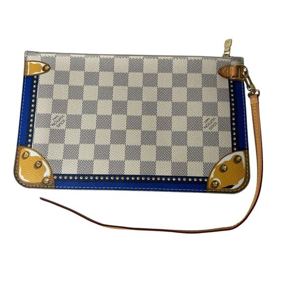 Louis Vuitton Neverfull Pochette Wristlet Damier Azur - Picture 2 of 4